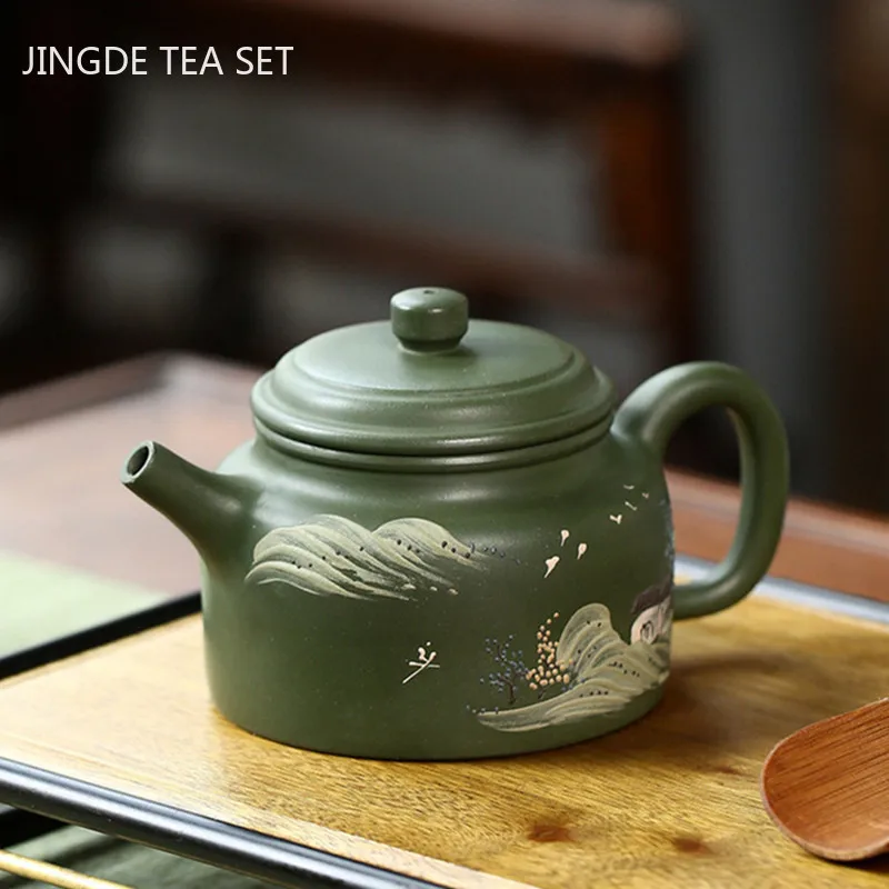 

Chinese Yixing Tea Pots Purple Clay Teapot Beauty Kettle Raw Ore Green Mud Handmade Boutique Teaware Tie Guanyin Tea Maker 280ml