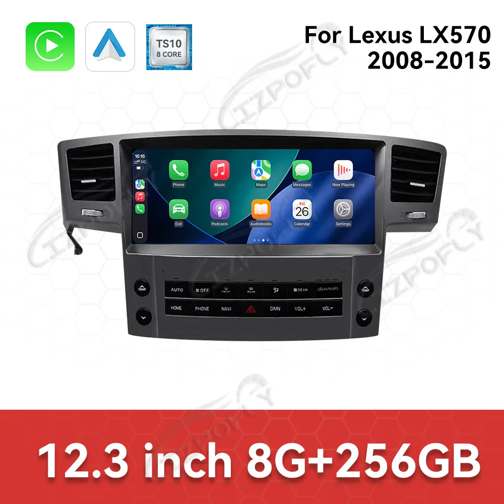 Lizpofly 12.3 Inch Multimedia Display Touch Screen For Lexus LX570 2008-2015 Car GPS Navigation Carplay Car Multimedia Player