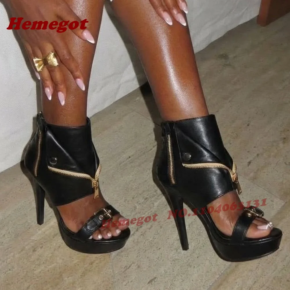 Pink Platform Zipper Decoration Sandals Belt-Buckled Patchwork Stiletto High Heels Women's Sandals 2026 New Glossy Runway Shoes view 5