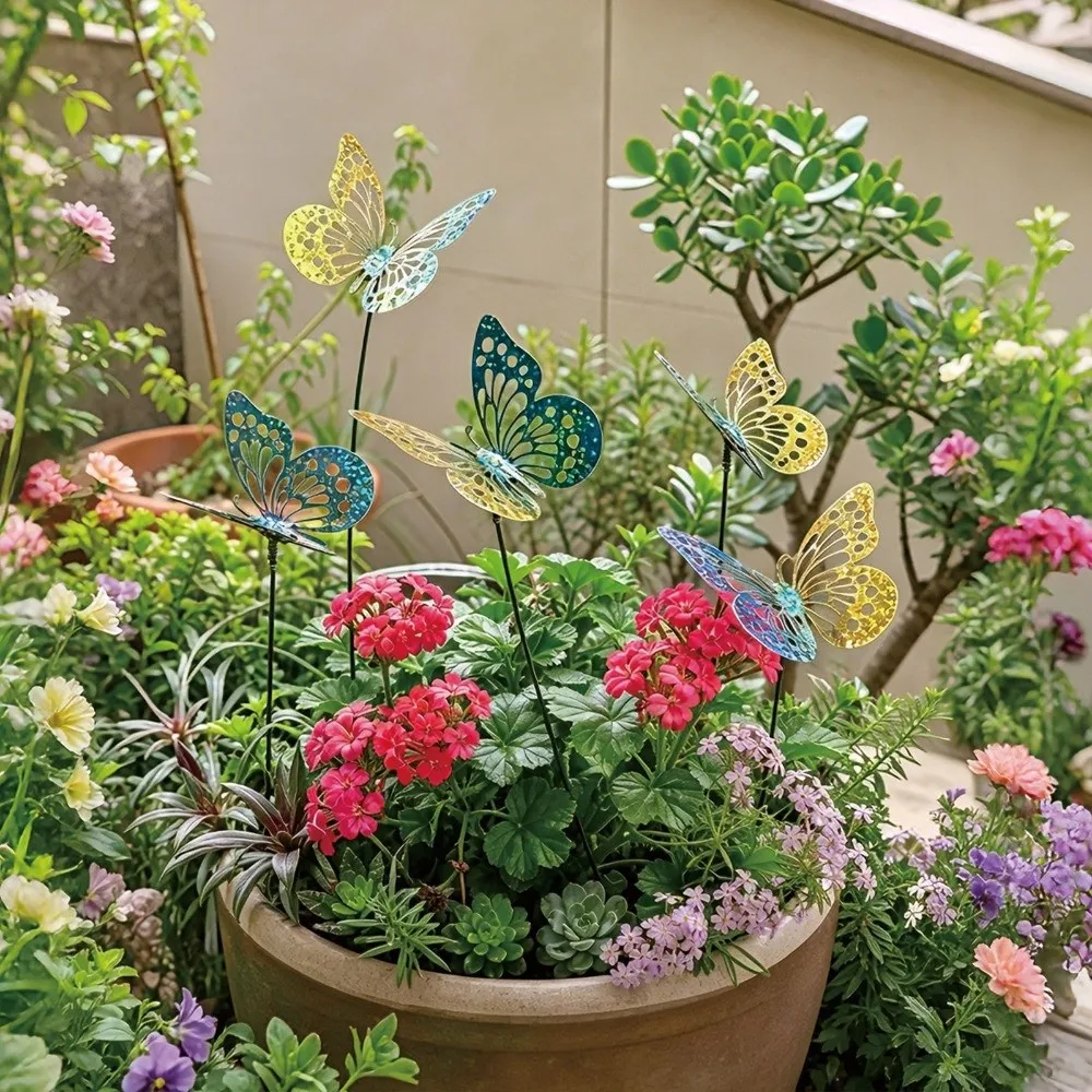 Colorful Butterfly Stakes Plant Plug Dreamlike Simulation Butterfly Ornaments Lifelike Multi-purpose