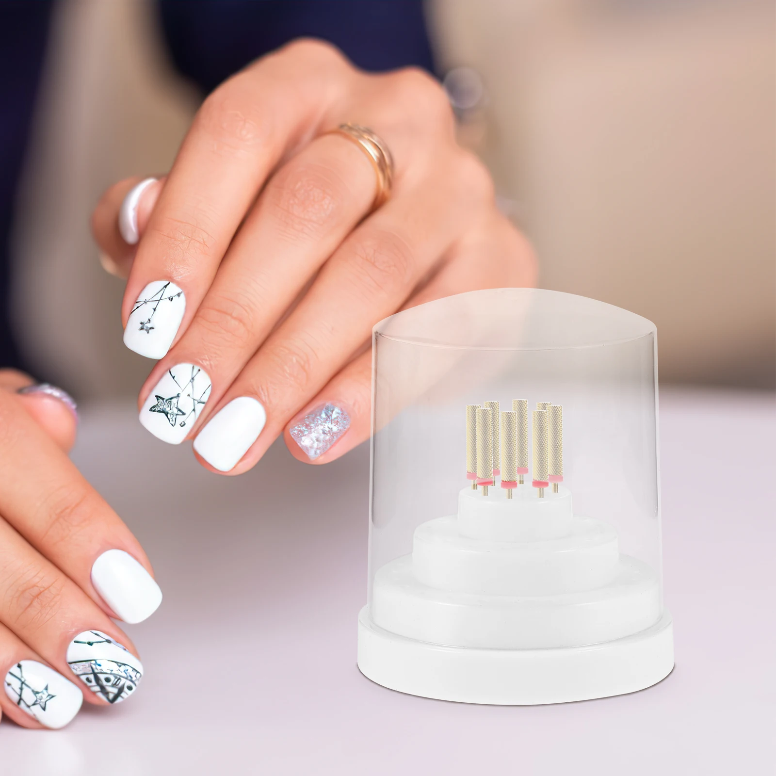 

48 Holes Nail Art Drill Bit Storage Box Plastic Dustproof ganizer Bits Container Grinding Heads Case Tool Holder Salon Product