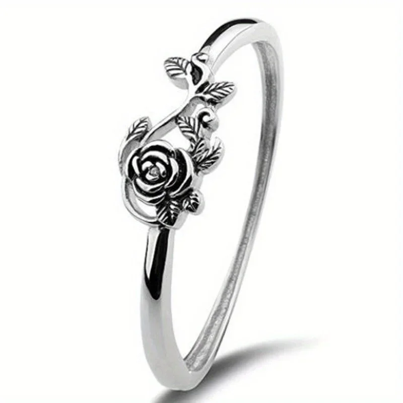 One Elegant Rose Leaf Vine Design Ring for Women's Wedding Flower Ring