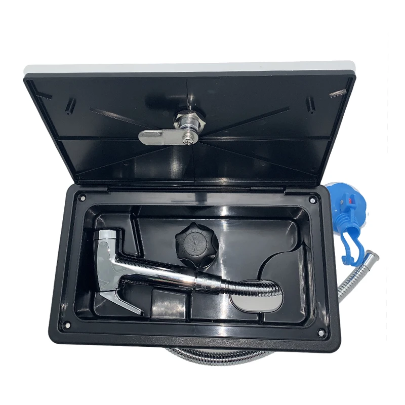Portable Caravan External Pull Out Shower Box With Faucet And Hose For Camper Trailer Motorhome