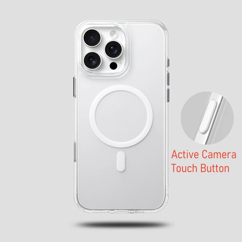 

Translucent Magnetic Magsafe Case for iPhone 16Pro Max 15 14Pro Active Touch Camera Button Hard PC Cover For Wireless Charging