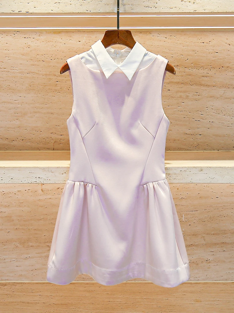 Vestido de Mujer con Cuello  de Satén, Estilo Dulce y cado, Vestido Tipo Ceco Ajustado a la Cintura, Falda Línea A...