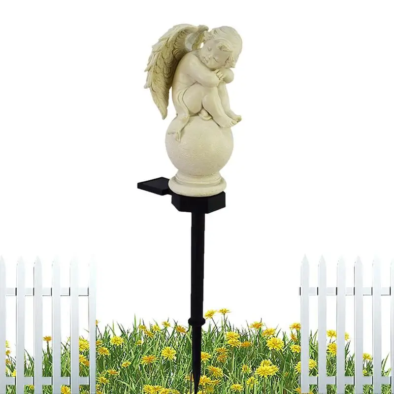 Solar Angel Garden Stake Light Plug Lamp Waterproof Walkway Lawn LED Lighting Powered Fairy Outdoor Garden Landscape Decoration