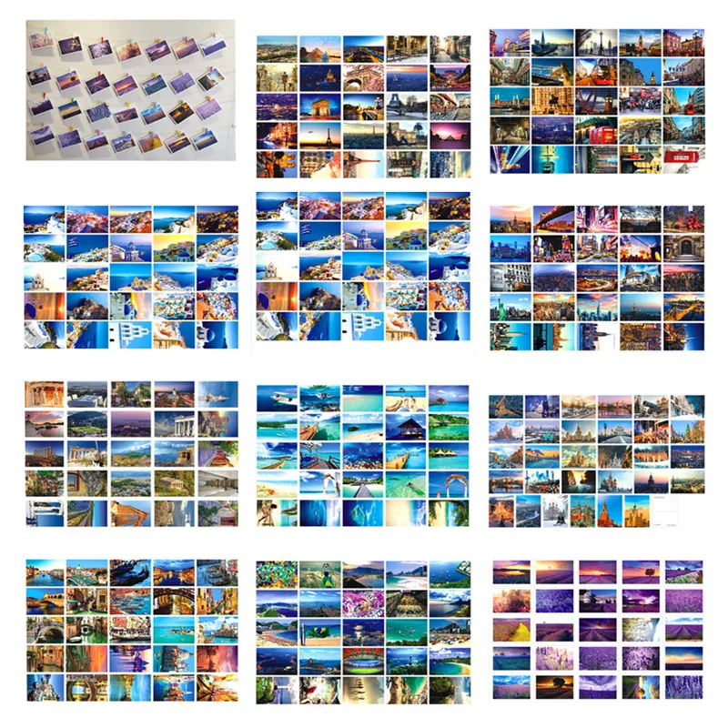 High Definition Landscape Postcards Set Creative Wall Stickers Painting Home Wall Decoration Children's Wishes Collection Card