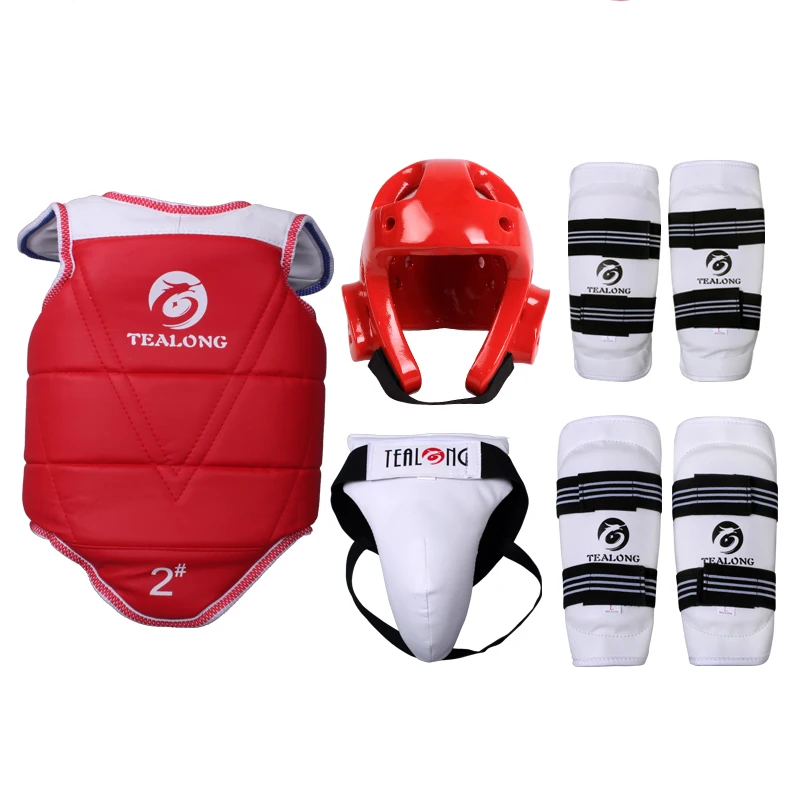 Taekwondo Five-piece Set Helmet Armor Kickboxing Guantes De Boxeo Boxing Glove Capacete Taekwondo Equipment Head Protector Spats