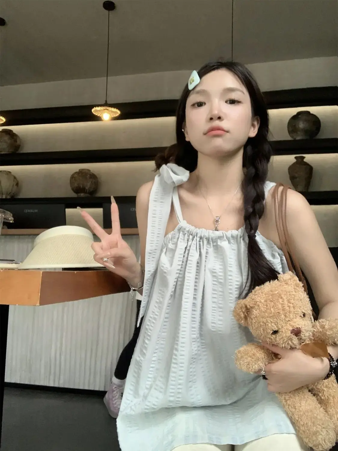 

Женский жилет без рукавов, свободная синяя кофта с лямкой на шее, трапециевидная Короткая Безрукавка с открытой спиной, на лето