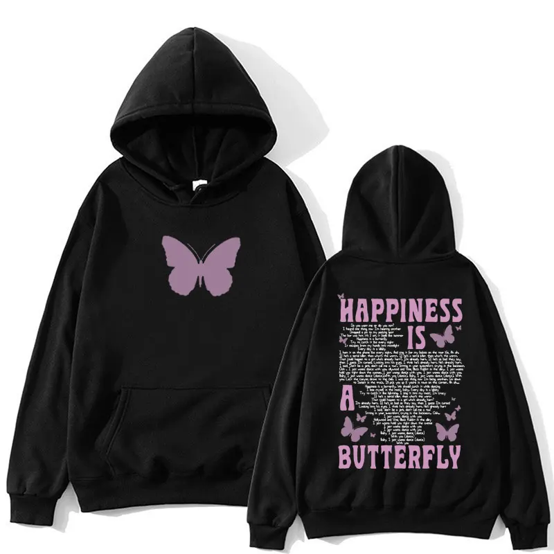 

Stylish Lana Del Rey Print Hoodie Happiness Is A Butterfly Aesthetic Harajuku Sweatshirt Men Women Hip Hop Oversized Streetwear