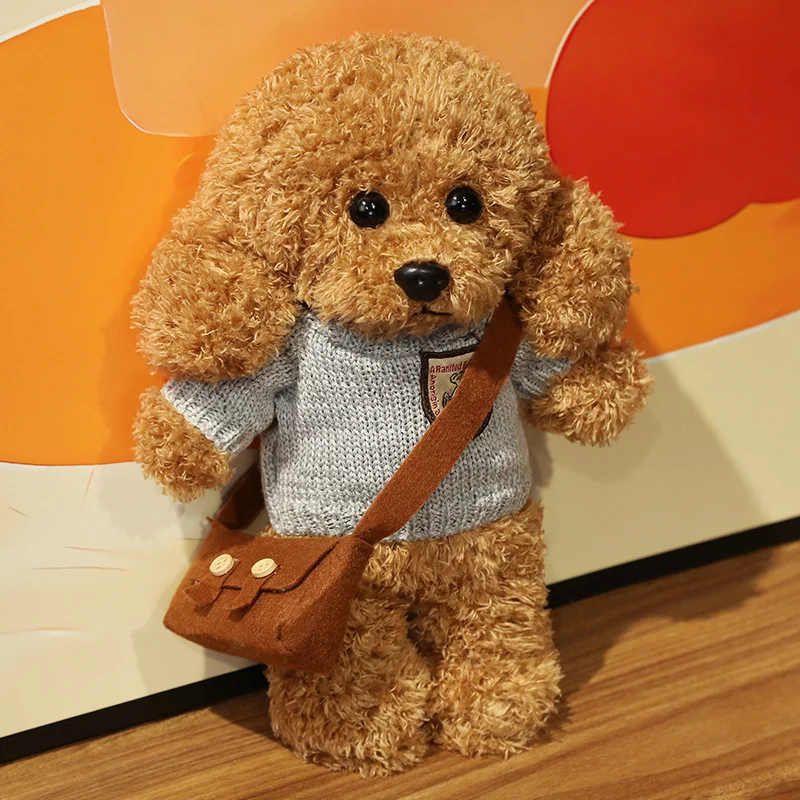 35CM New Cute Teddy Dog Plush Toys Stuffed Dress Animal Soft Lifelike Brown Dog Dolls Cartoon Plushies Girl Birthday Gifts Decor