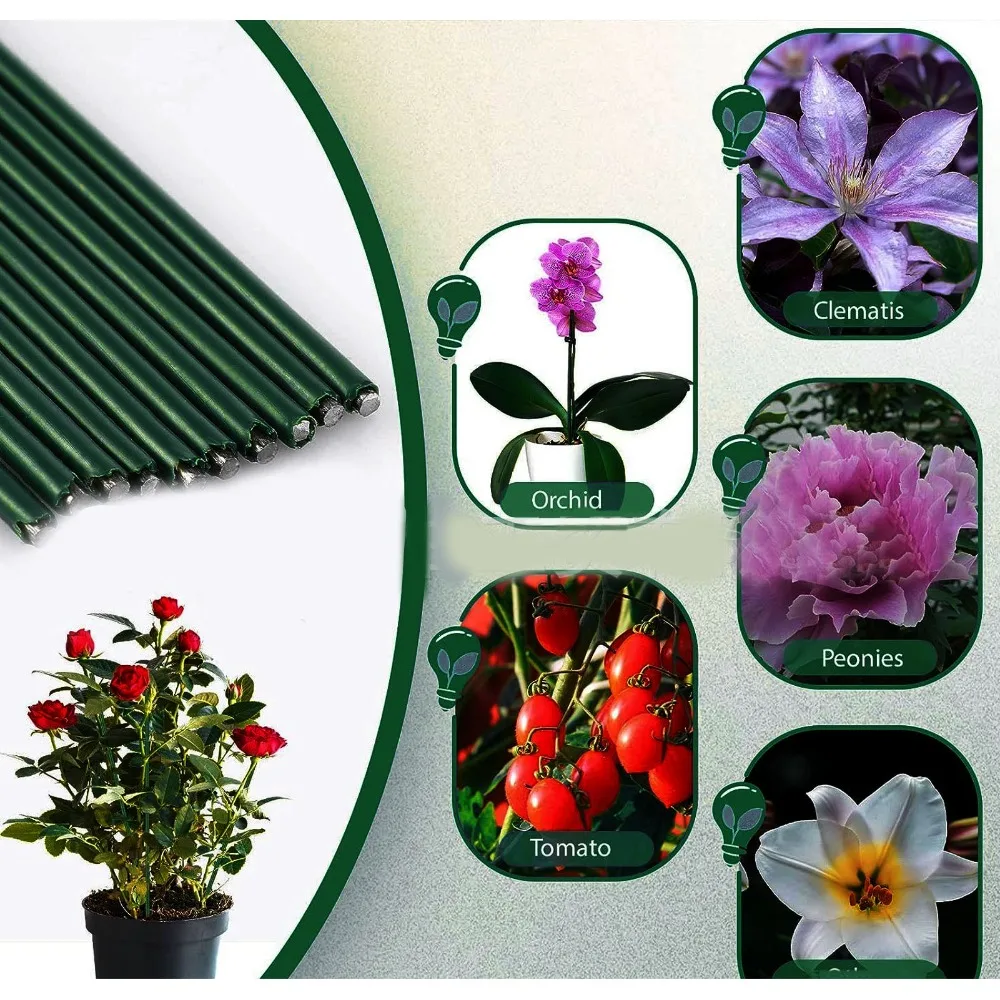 40PCS Bendable Plant Stake Plastic Coated Reusable Plant Support Stick with Orchid Clips and Twist Ties Easy To Use