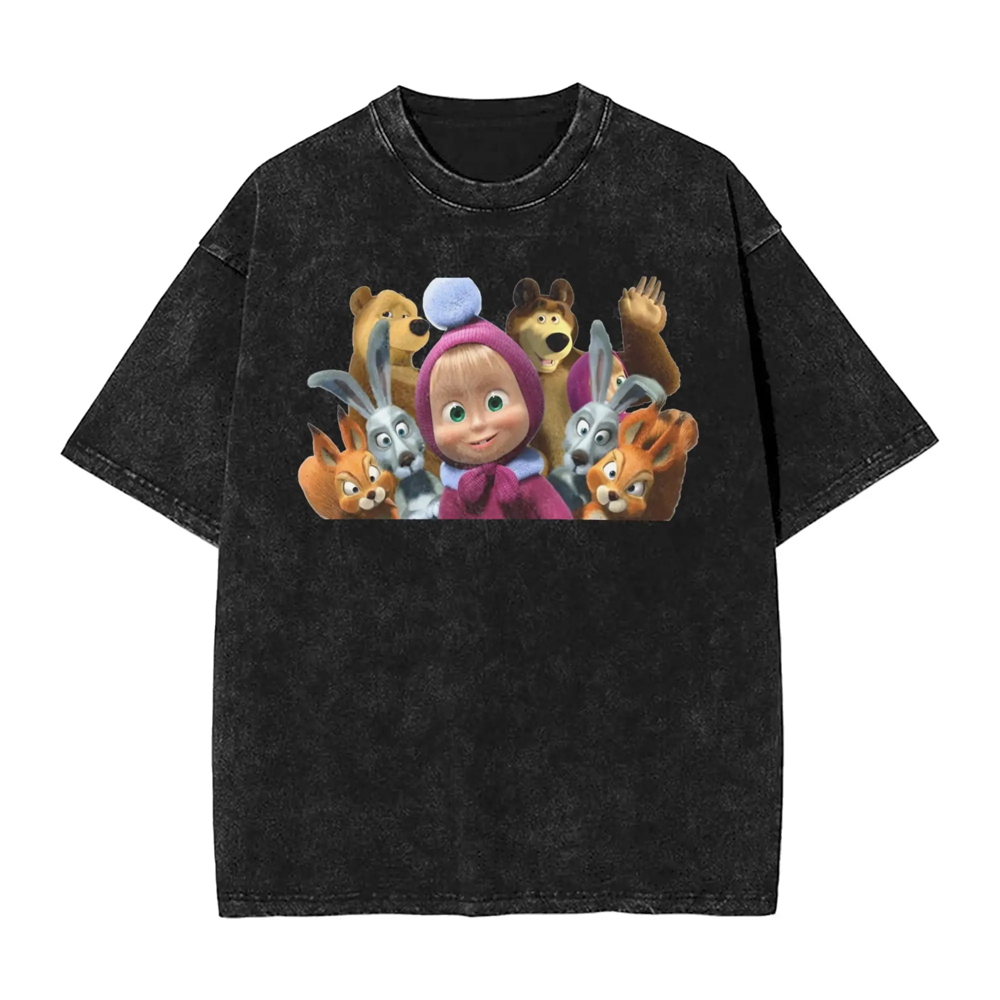 الرجال الكرتون M-ماشا والدب تي شيرت ملابس الصيف الشارع الشهير قصيرة الأكمام تي شيرت س الرقبة Harajuku تصميم التي شيرت بالجملة