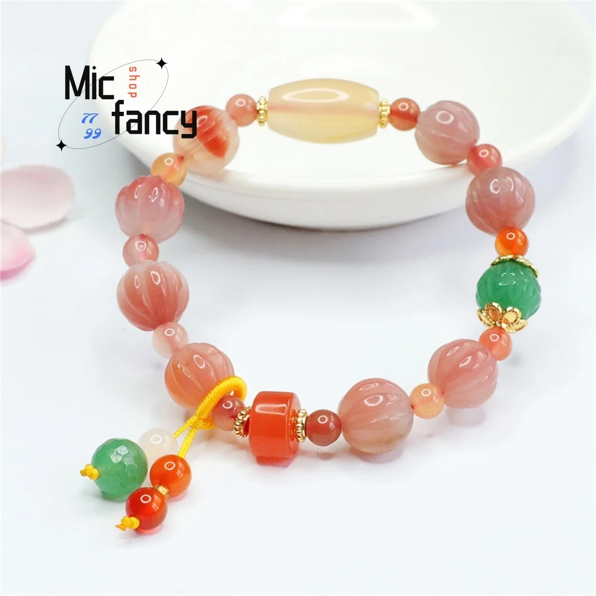 

Natural Yanyuan Agate Pumpkin Beads Multicolor Bracelet Simple Elegant Exquisite Fashion Charm Women Fine Jewelry Holiday Gift