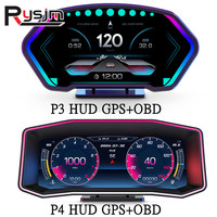 P3 P4 Car Head-up Display OBD2 HUD On-board Computer Digital Smart GPS Speedometer Volt RPM Water Temp Slope Meter Auto Electron