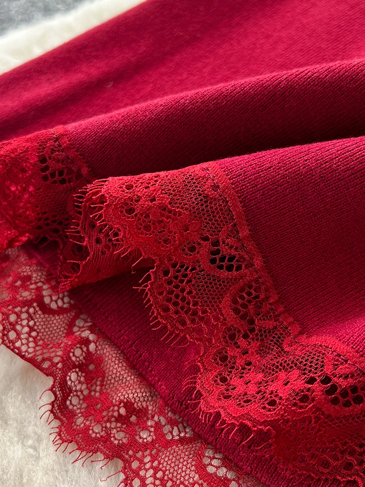 Vrouwen Franse Jurk Gebreide Herfst Winter O-hals Lange mouwen Knop Elastisch Eenvoudig Ontwerp Mid-lengte Vrouwelijke Vestidos DS214