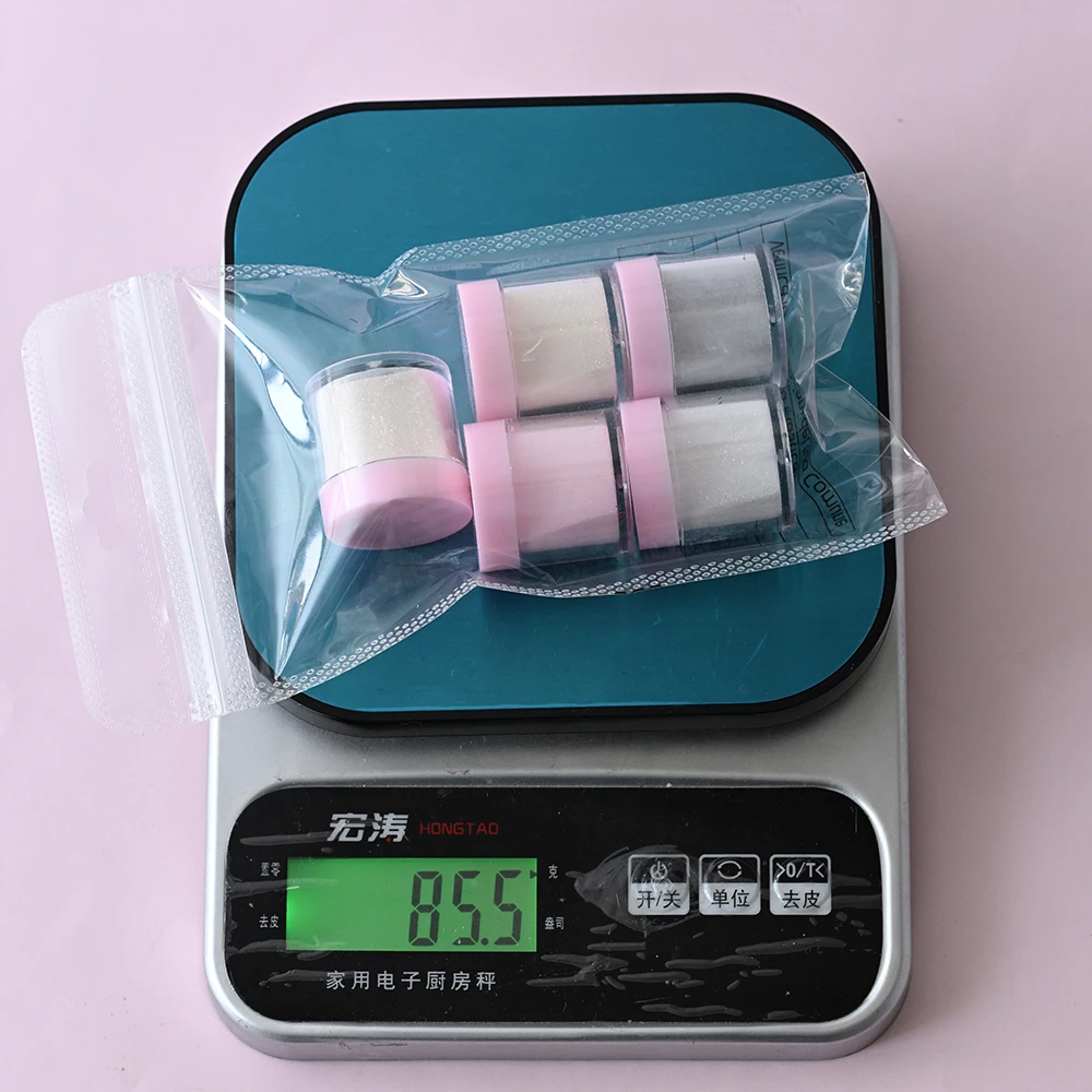 Poudre acrylique rose chair à paillettes, 5 pots, polymère de cristal professionnel pour Extension d'ongles, sculpture de fleurs, manucure, trempage de la poussière