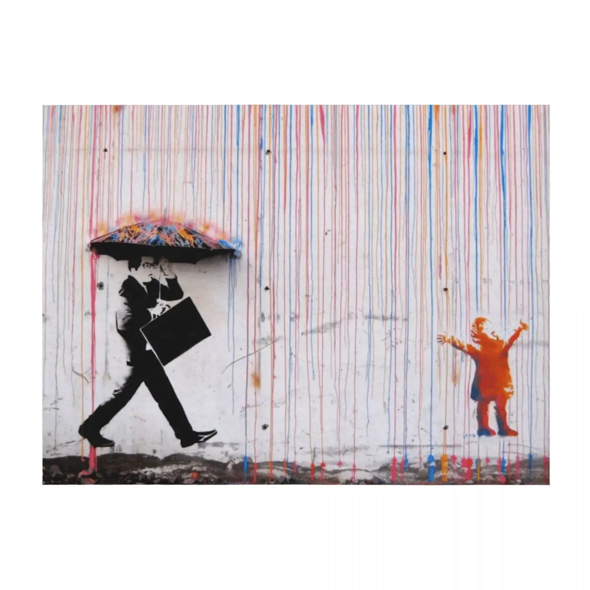 

Banksy Umbrella Rainbow Happy Girl Throw Blanket Blankets For Bed Sofa sofa bed Shaggy Blankets