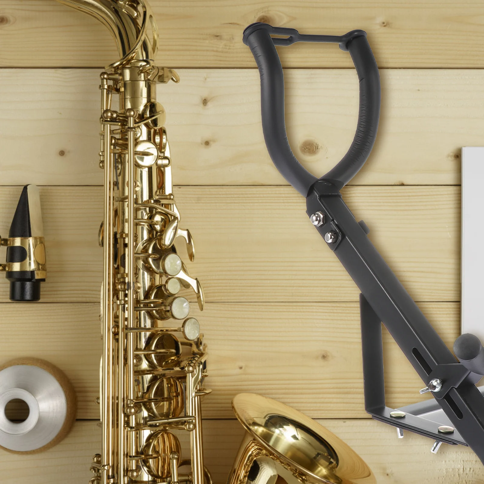 

1Pcs Saxophone Hanger Ergonomic Design Easy Install Mounting Kit Included Storage Support Black Saxophone Stand