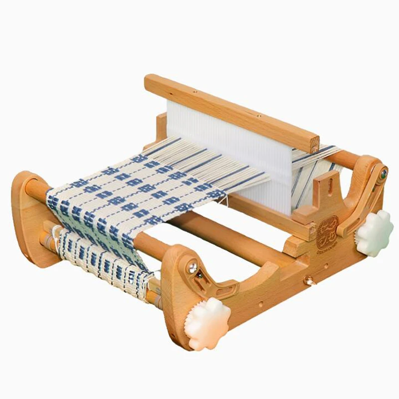 ZZ201 household desktop loom simple DIY hand-woven knitting machine beech wood frame adjustable weaving density