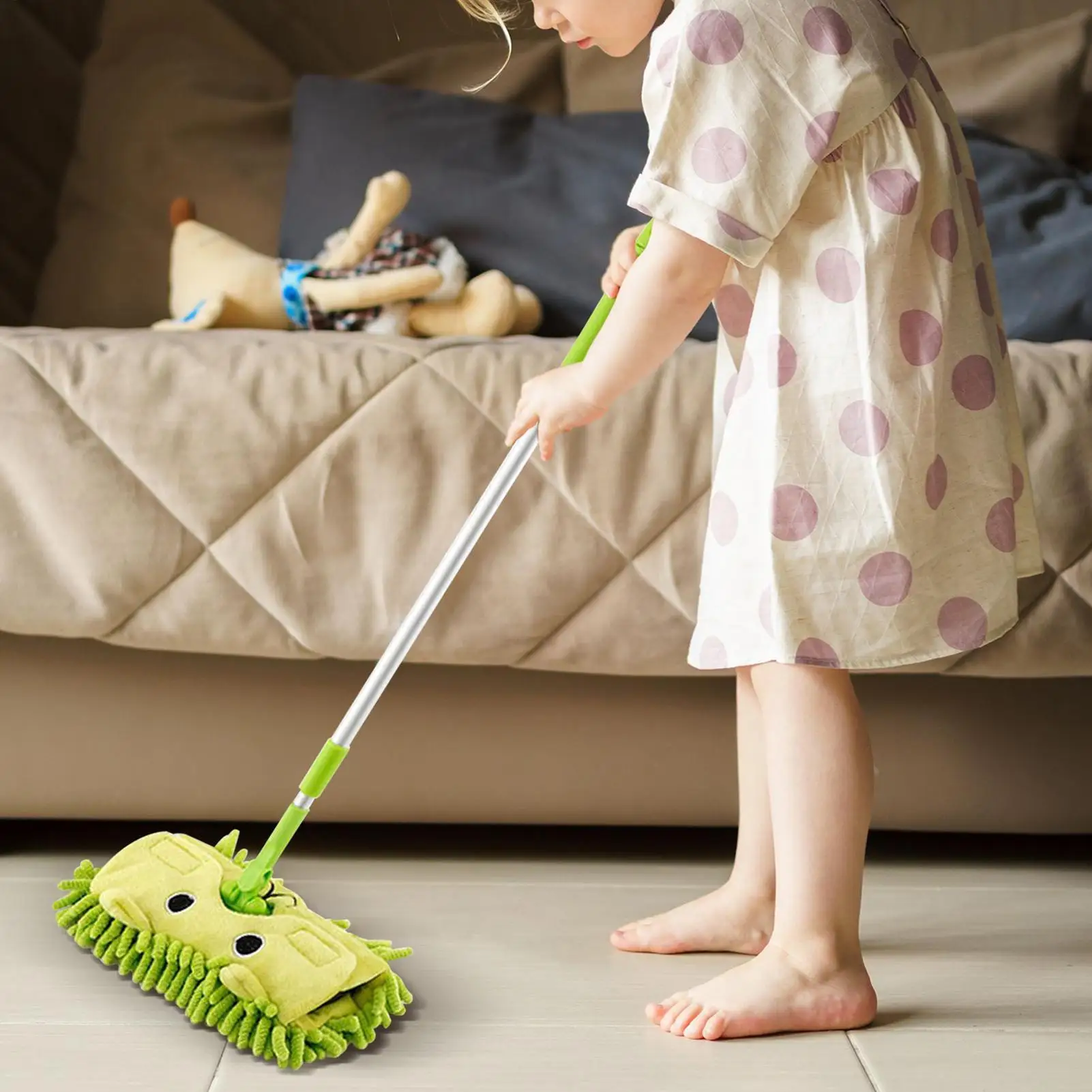 Mop For Kids Funny Rotatable Detachable Children Real Dust Mop Pretend Toys For Boys Girls Early Childhood Housekeeping Role