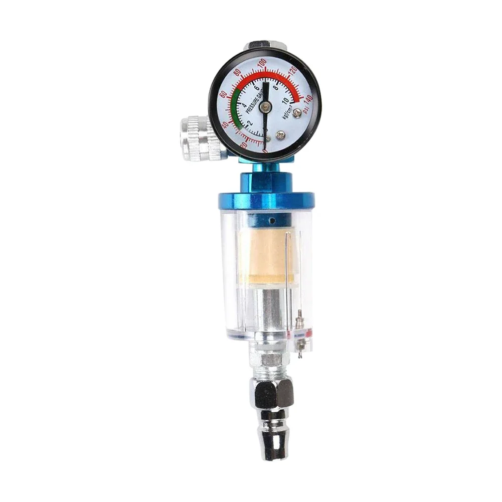 Spray Gun Air Regulator Pressure Gauge &In-line Water Trap Filter Tool 1/4inch Thread 0-140PSI Pneumatic Tools for Airbrush