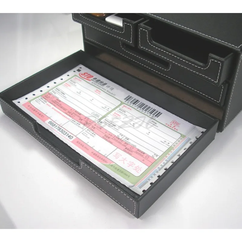 File Cabinet Multi Functional Office Desktop Bill Voucher Storage Cabinet Leather Creative Small Item Storage Box