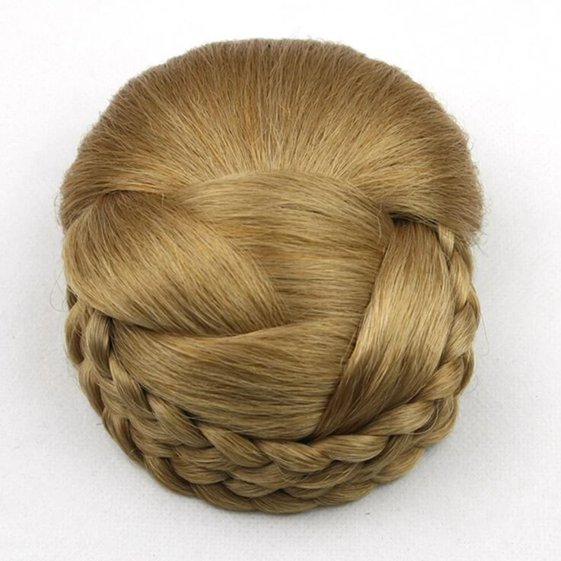 Braided Clip In Hair Bun Hair Chignon Hairpiece,Donut Roller Bun Hairpiece