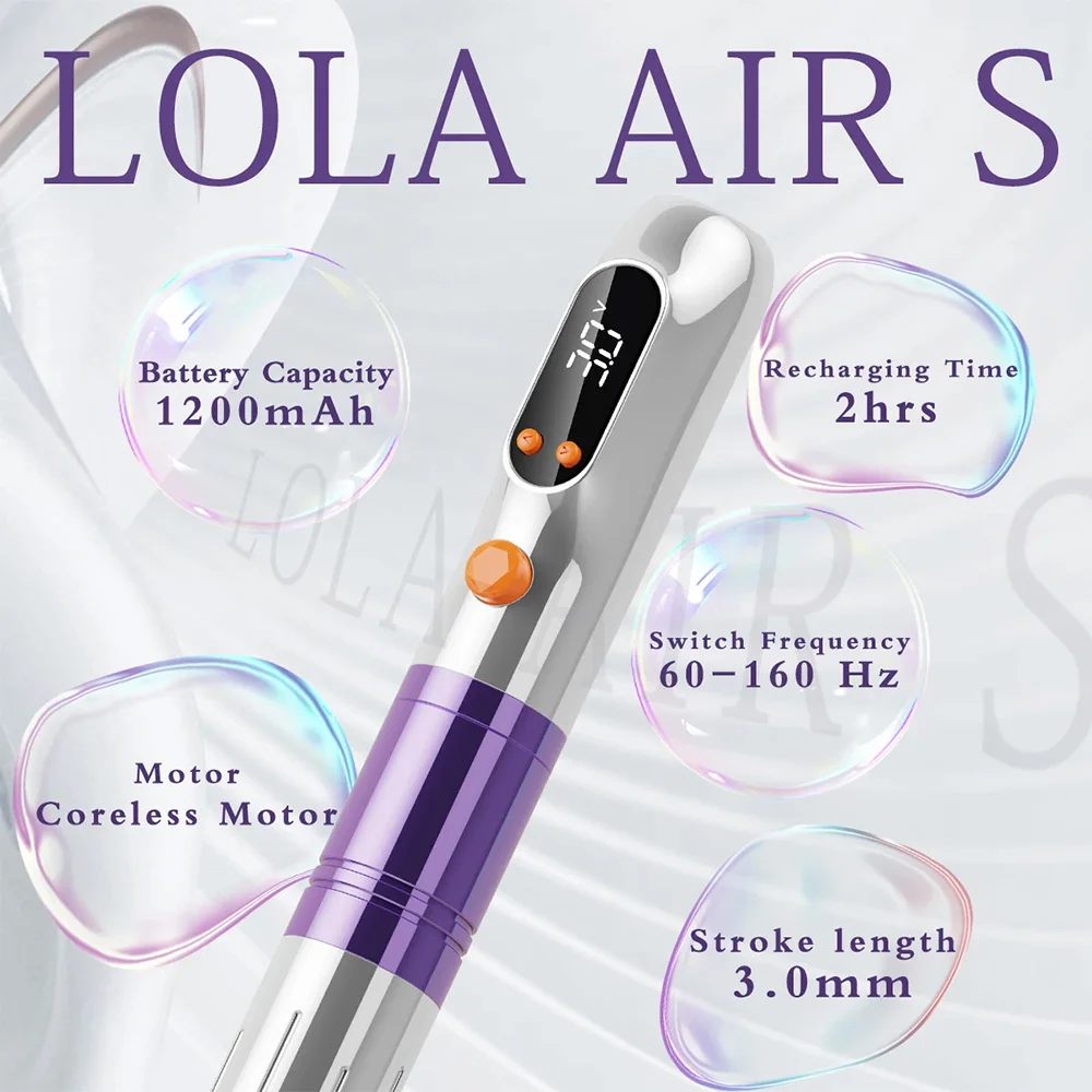 الجملة POPU Lola Air S الكهربائية الوشم بندقية مخصصة الشعر السكتة الدماغية Microblading الحاجب القلم اللاسلكية PMU آلة ل نانو السكتة الدماغية