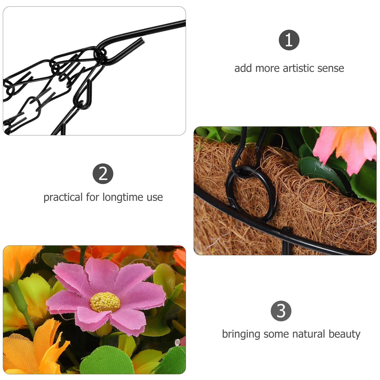 

Faux Flowers Basket Artificial Hanging Baskets With Sturdy Iron Plastic For Indoor Outdoor Porch Balcony Garden Decorative