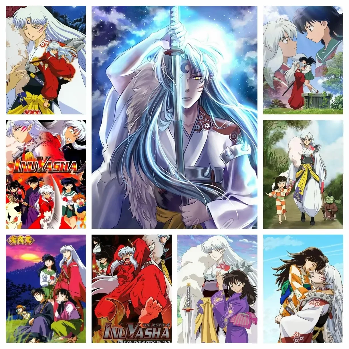 Oil Painting by Number Kit Inuyasha Sesshoumaru Japanese Anime Art Canvas Wall Art for Adults DIY Home Decor Gift