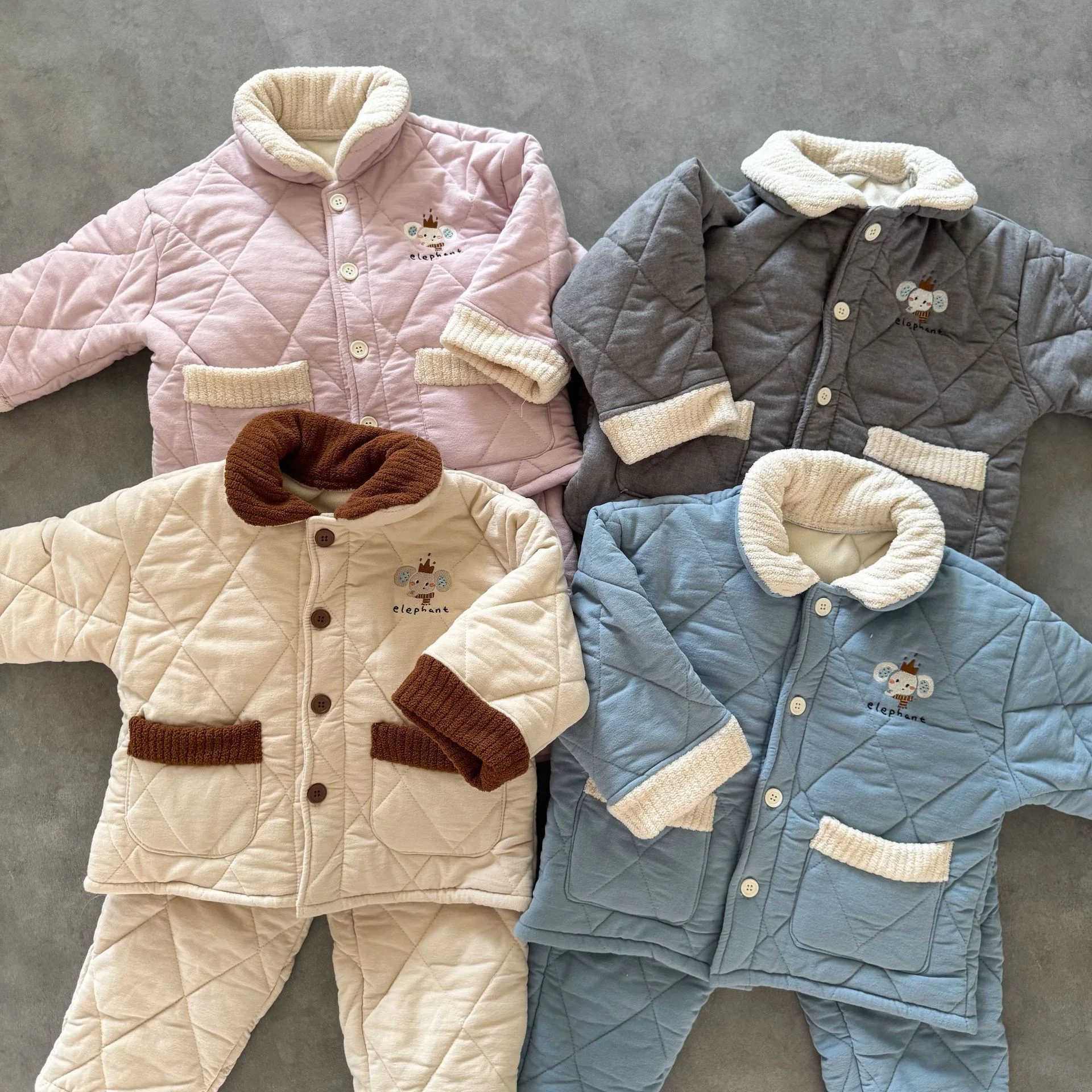 2026 New Children's Sets Sleepwear Autumn Winter Warm Plush Lining Kids Jacket Pants For Boys Girls Children's Home Suit Set