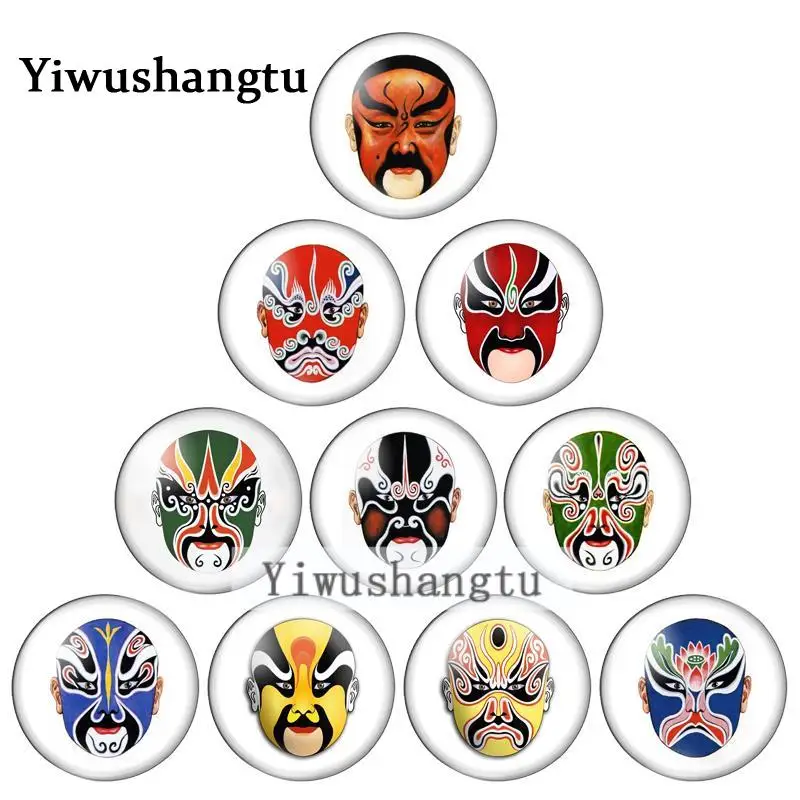 Chinese Culture Peking Opera facial makeup 12mm/20mm/25mm/30mm Round photo glass cabochon demo flat back Making findings