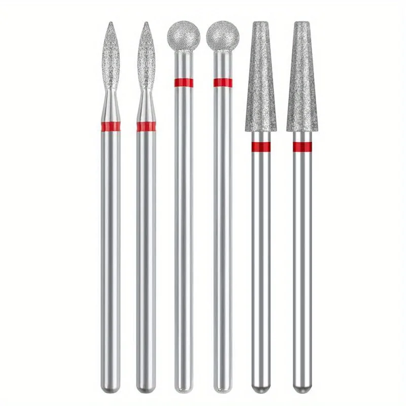 6 pezzi set di punte per trapano per unghie diamantate fresa per manicure punte per cuticole lime elettriche pelle morta rimuovi pedaggio accessori