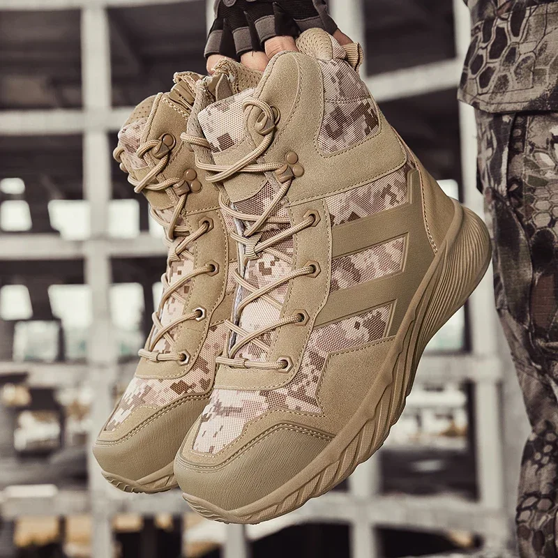 

Men Military Tactical Boots Brand Safety Ankle Hiking Shoes Male Army Boot Training Work Climbing Shoe Waterproof Casual Outdoor