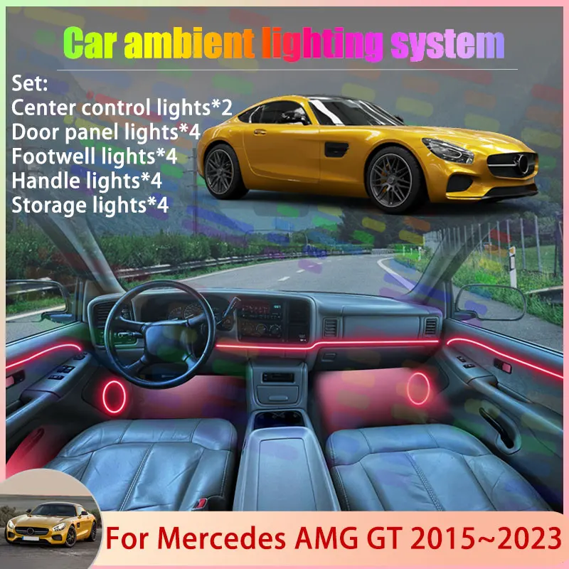 

For Mercedes AMG GT MK1 C190 R190 MK1 2015~2023 2/18 in 1 Car Atmosphere Light Lamp RGB Shade Ensemble Streamer Atmosphere Set