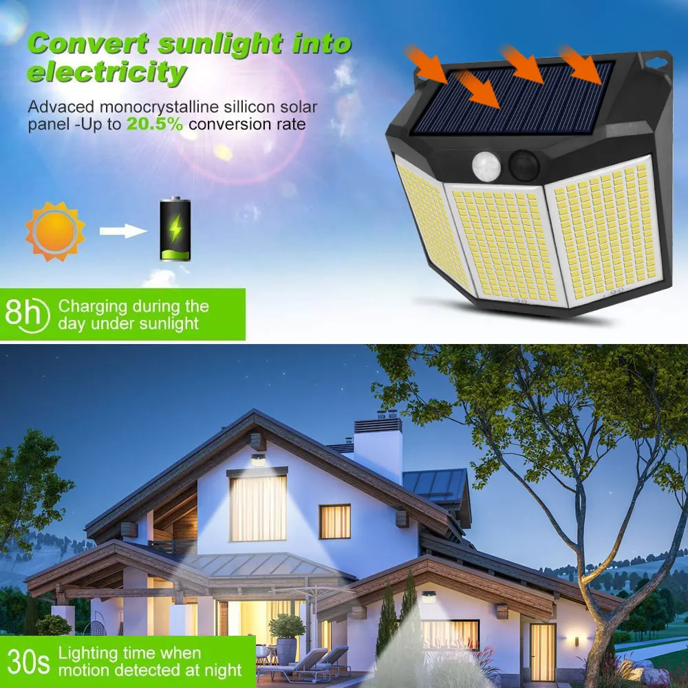 230/432 LED Solar Light Outdoor Waterproof Motion Sensor Sunlight Power Wall Lamp for Garden Pathway Decoration Lighting 1-4PCS