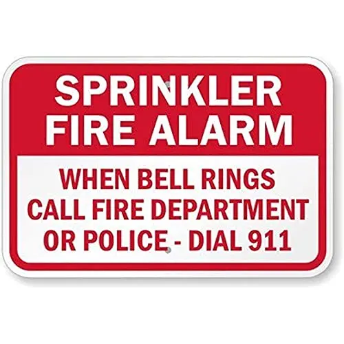 Sprinkler Fire Alarm,When Bell Rings Call Fire Wall Poster Tin Sign Vintage BBQ Restaurant Dinner Room Cafe Shop Decor