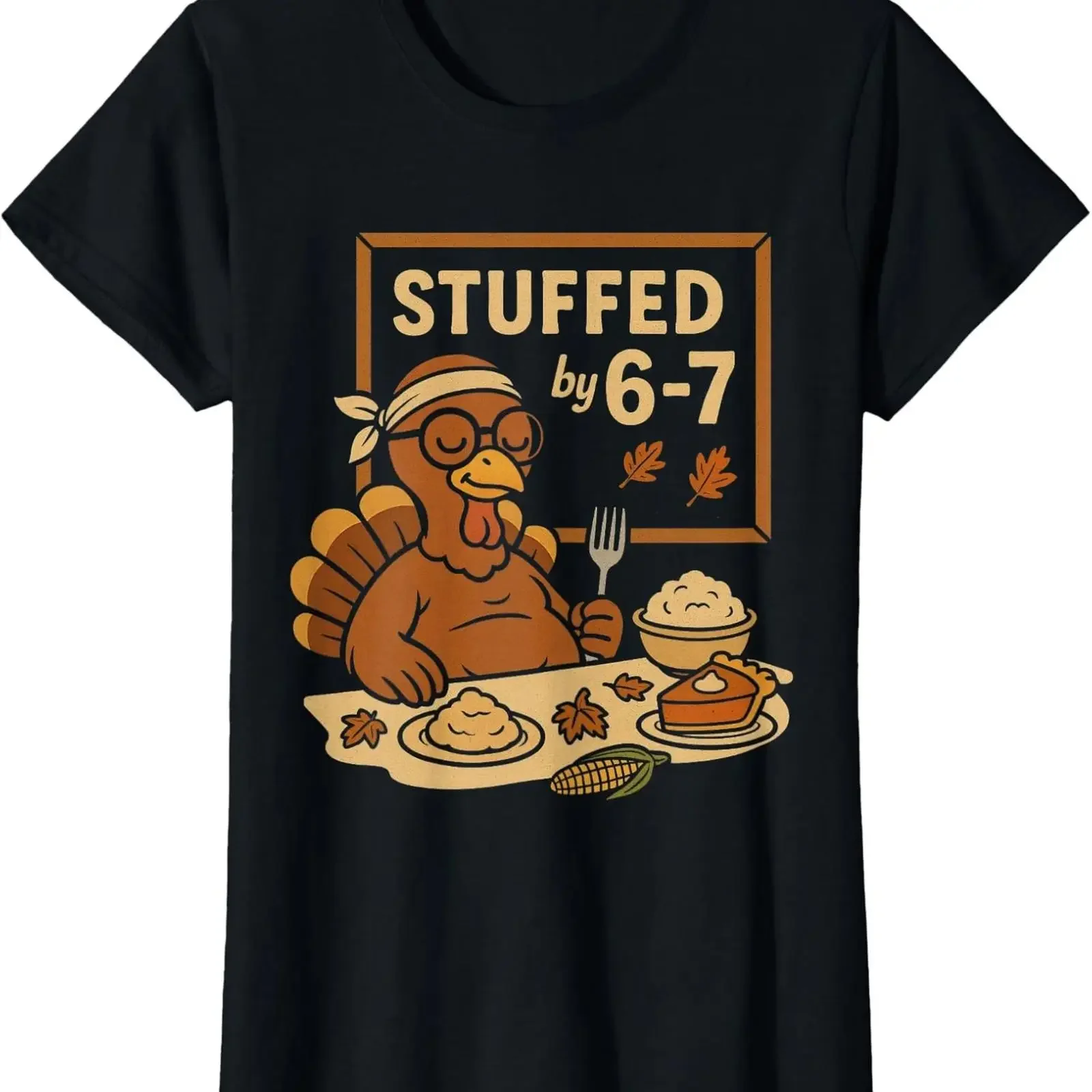 Stuffed by 67 funny teachers Thanksgiving Türkiye women's T shirt crew neck vintage Washed Versatile fashion Stretched Soft