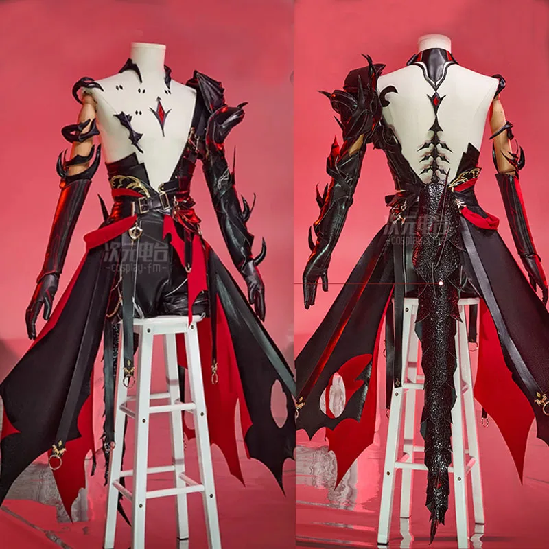 

Love and Deepspace Sylus Cosplay Costume Men Sexy leather jumpsuit horn tail gloves prop Suit Halloween Carnival Cool Uniform