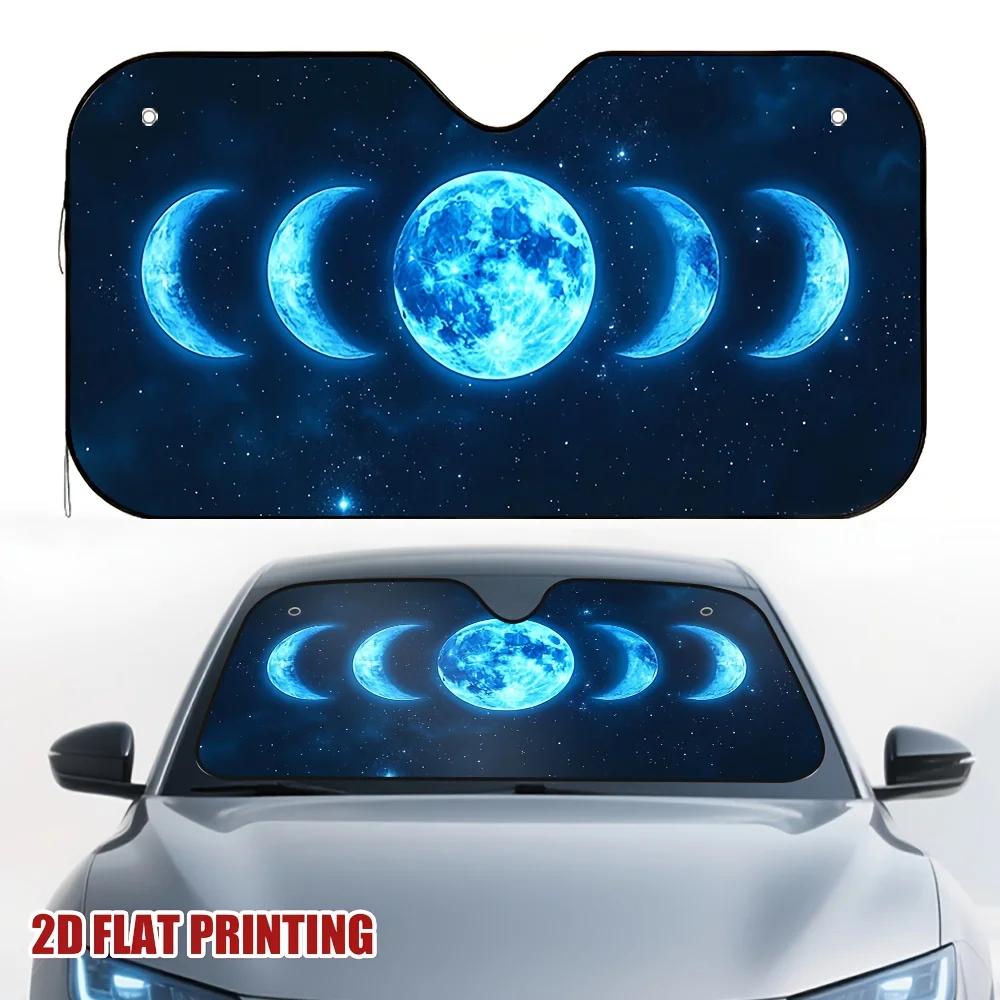 1pc Phases Of Blue Moon Car Sun Visor, Perfect For Holidays And Busy Periods, Keeps The Car Interior Cool And Comfortable., Holi