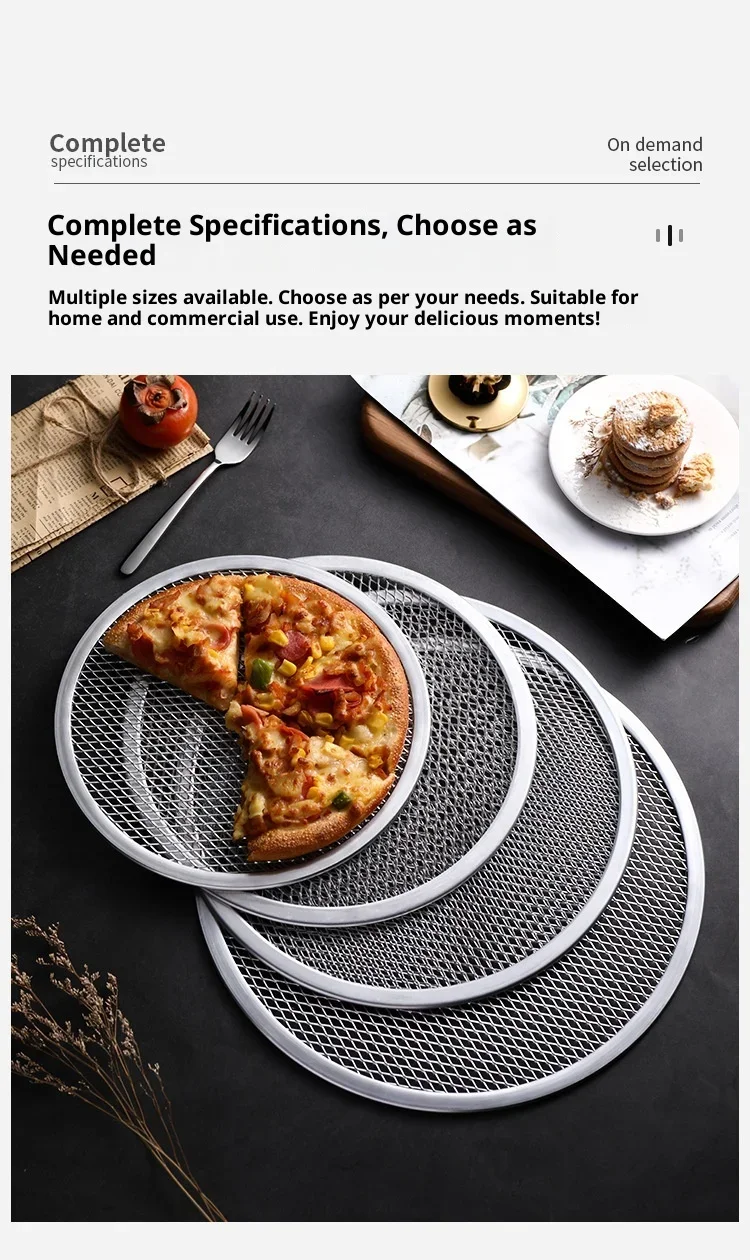 Hot 8/9/10/12/13inch Aluminum Pizza Pan Pizza Baking Screen Mesh Pizza Tray with Hole for Oven Bakeware Outdoor Barbecue Mat image 12