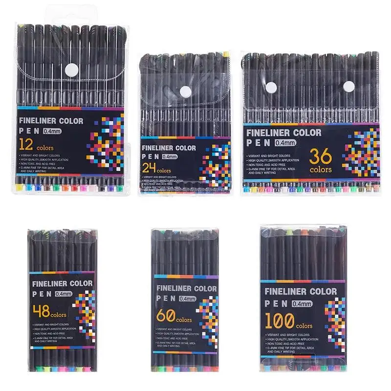 

100 Colors Fine Line Pens 0.4mm Fine Tip Watercolor Markers for Manga Art Sketching School Stationery Artist Office Supplies