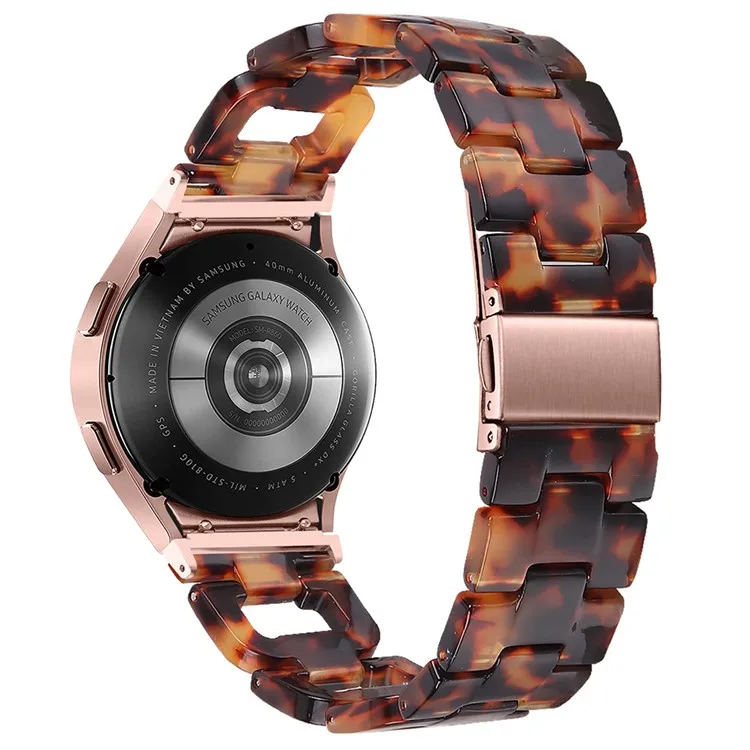 

Resin Strap for Samsung Galaxy Watch6 40mm / 44mm / Watch6 Classic 43mm / 47mm D-Shape Bracelet Watchband - Tortoiseshell