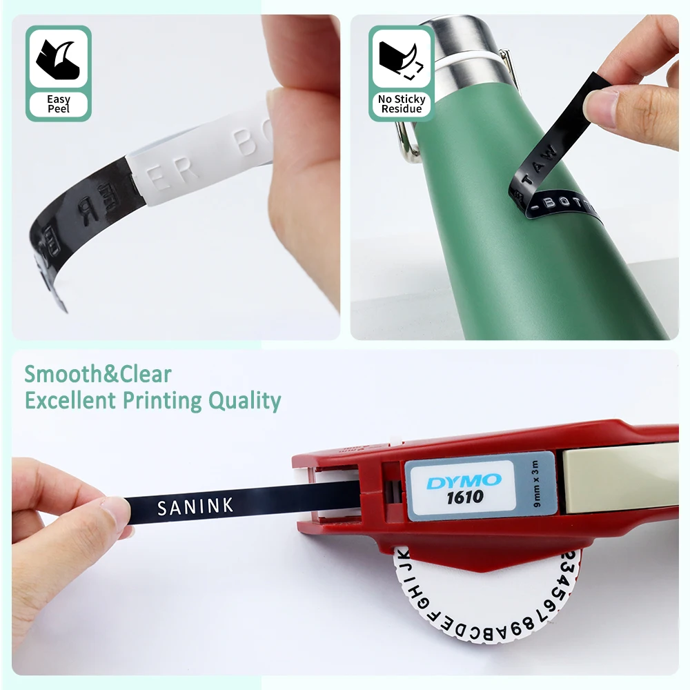 Topcolor Compatible Dymo 3D Label Tapes Embossing Labels for Dymo Label Maker Printer Ribbon Labeling Machine 1610 Motex E101