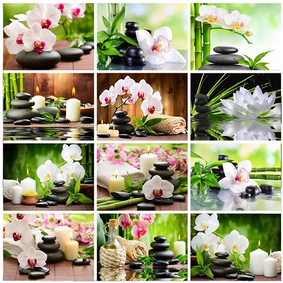 Yumeart Diamond Painting Flowers Embroidery Full Square Rhinestones Mosaic Full Layout Cross Stitch Orchid Stone Home Decoration