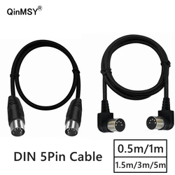 MIDI 5Pin Double 90 Degree Right Angled MIDI Audio Cable DIN Plug Socket Extension Cord Leads Speaker Plug Black 3m/1.5m 0.5m