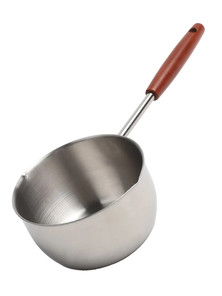 Stainless Steel Oil Pan, Extended Wooden Handle Flat Bottomed Pan, Frying Pan Small Frying Pan Reduces Hot Spots And Guarantees