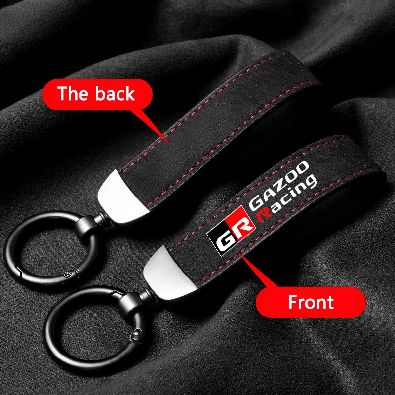 High-Grade Suede Car Key Chains Anti-Lost Clasp Keyring For Toyota GR GAZOO RACING Yaris Hilux Corolla Prius Avensis Auris Rav4