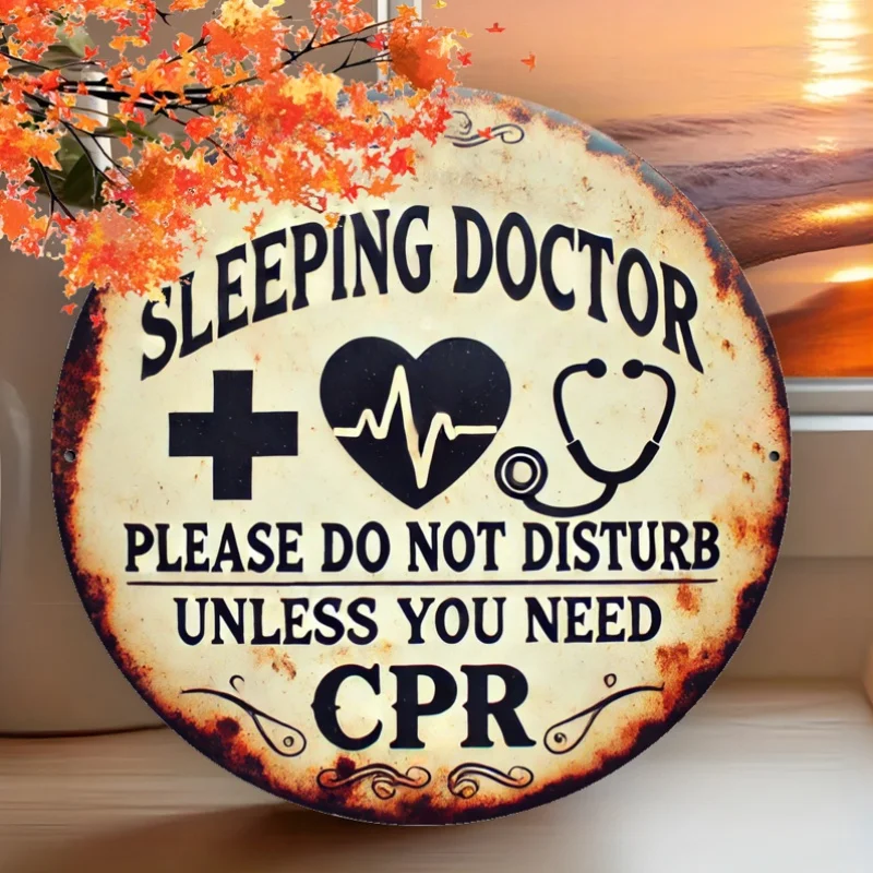 Sleeping Doctor Metal Sign, Vintage Iron Wall Art, Humorous 